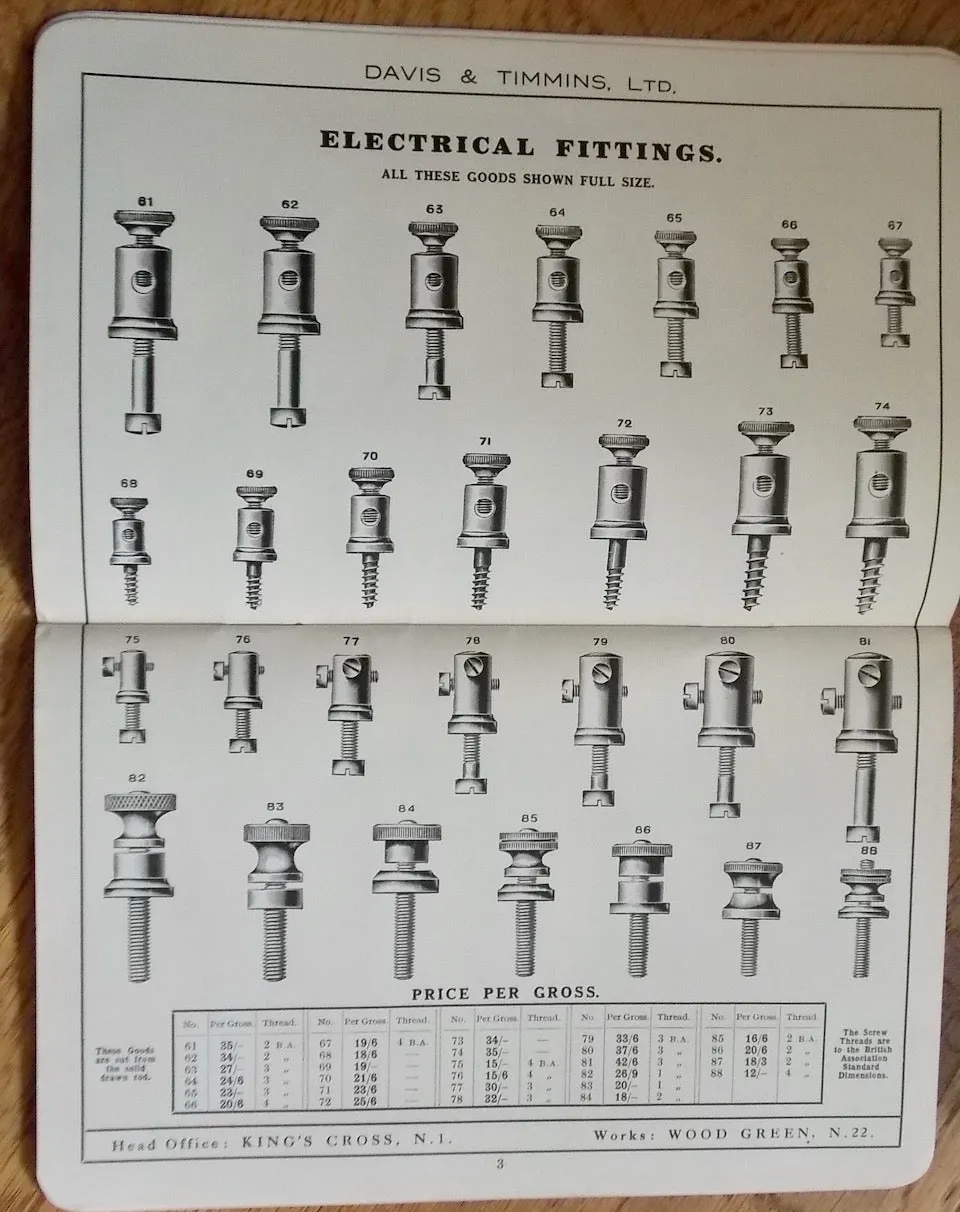 1930s Terminals Catalogue By Davis & Timmins Limited