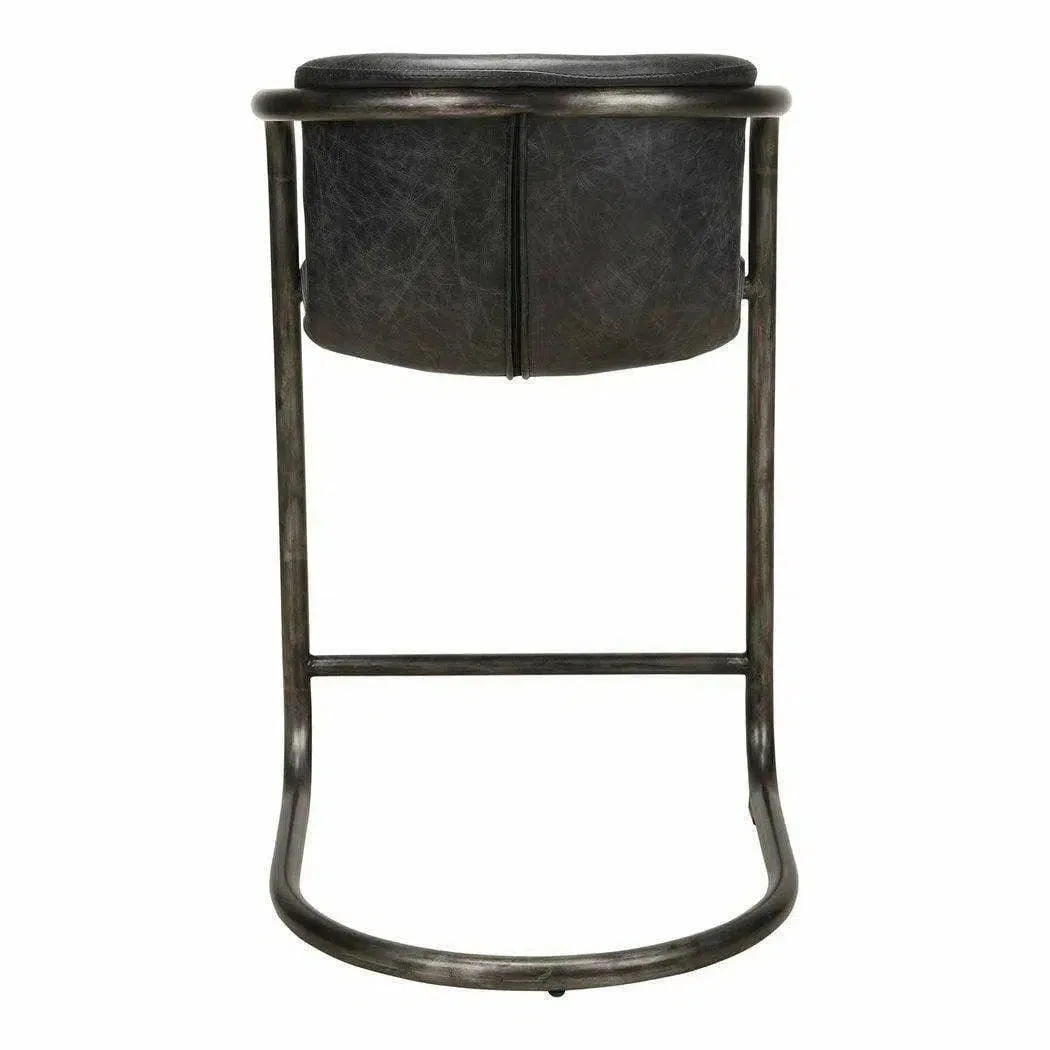 22 Inch Counter Stool Onyx Black Leather Industrial