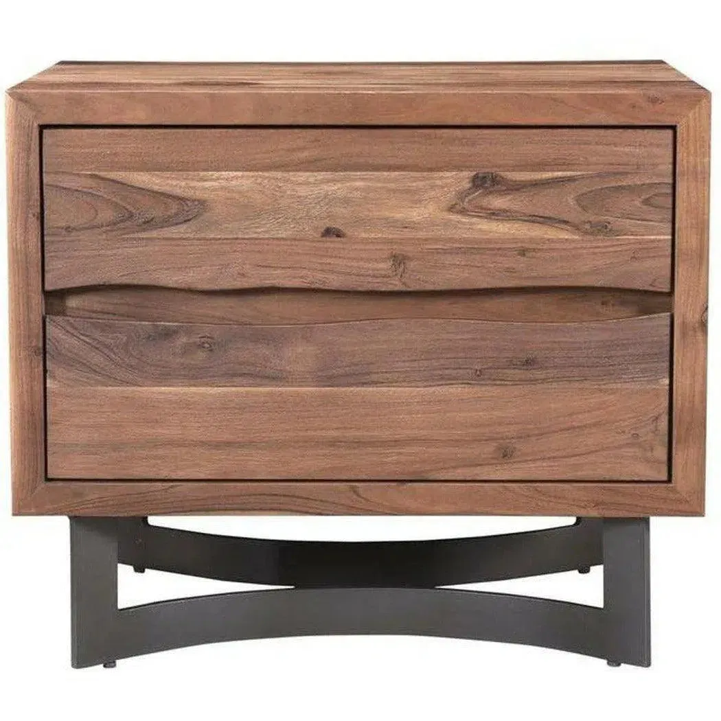 26 Inch Nightstand Smoked Brown Industrial