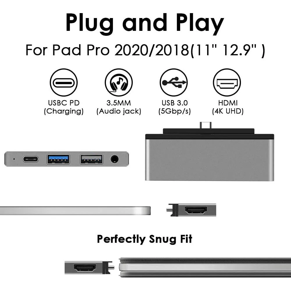 5 in 1 Hub Converter USB3.0 Docking Type-C to HDMI for iPad Pro