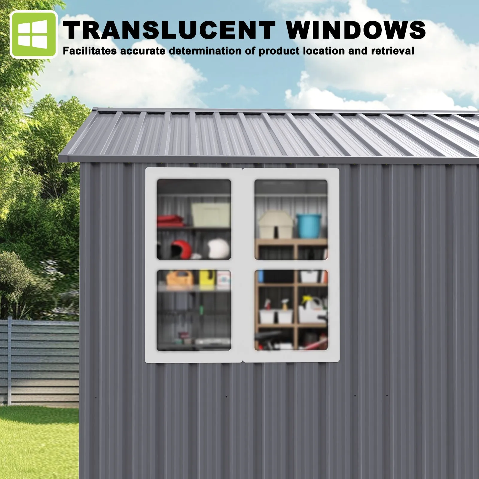 8X10FT Outdoor Storage Shed with Thickened Galvanized Steel,with Sloped Roof & Double Lockable Door,Storage Shed Large with 6 Vents, Garden Tool Shed for Backyard Garden Patio Lawn Bike,Lawnmower