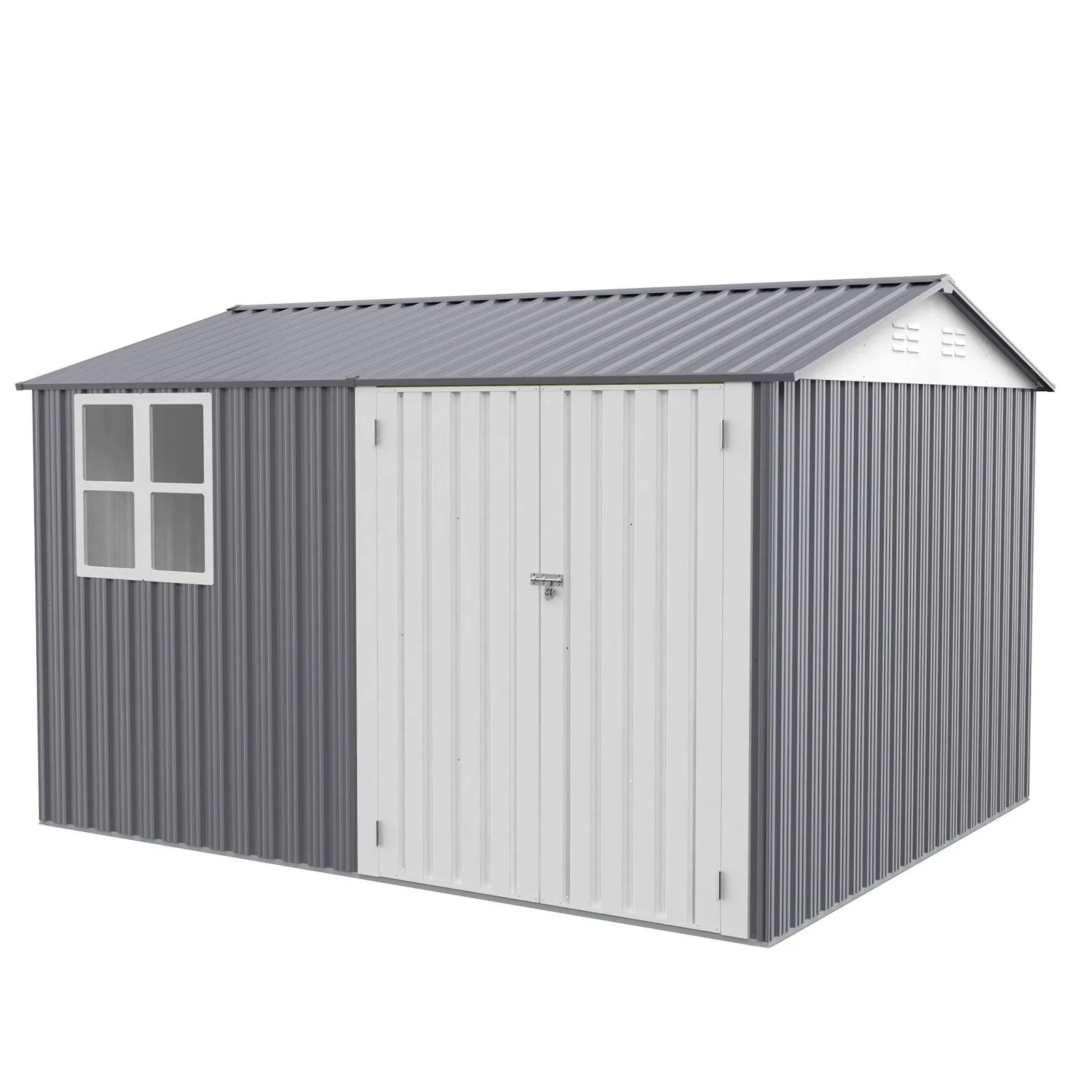 8X10FT Outdoor Storage Shed with Thickened Galvanized Steel,with Sloped Roof & Double Lockable Door,Storage Shed Large with 6 Vents, Garden Tool Shed for Backyard Garden Patio Lawn Bike,Lawnmower