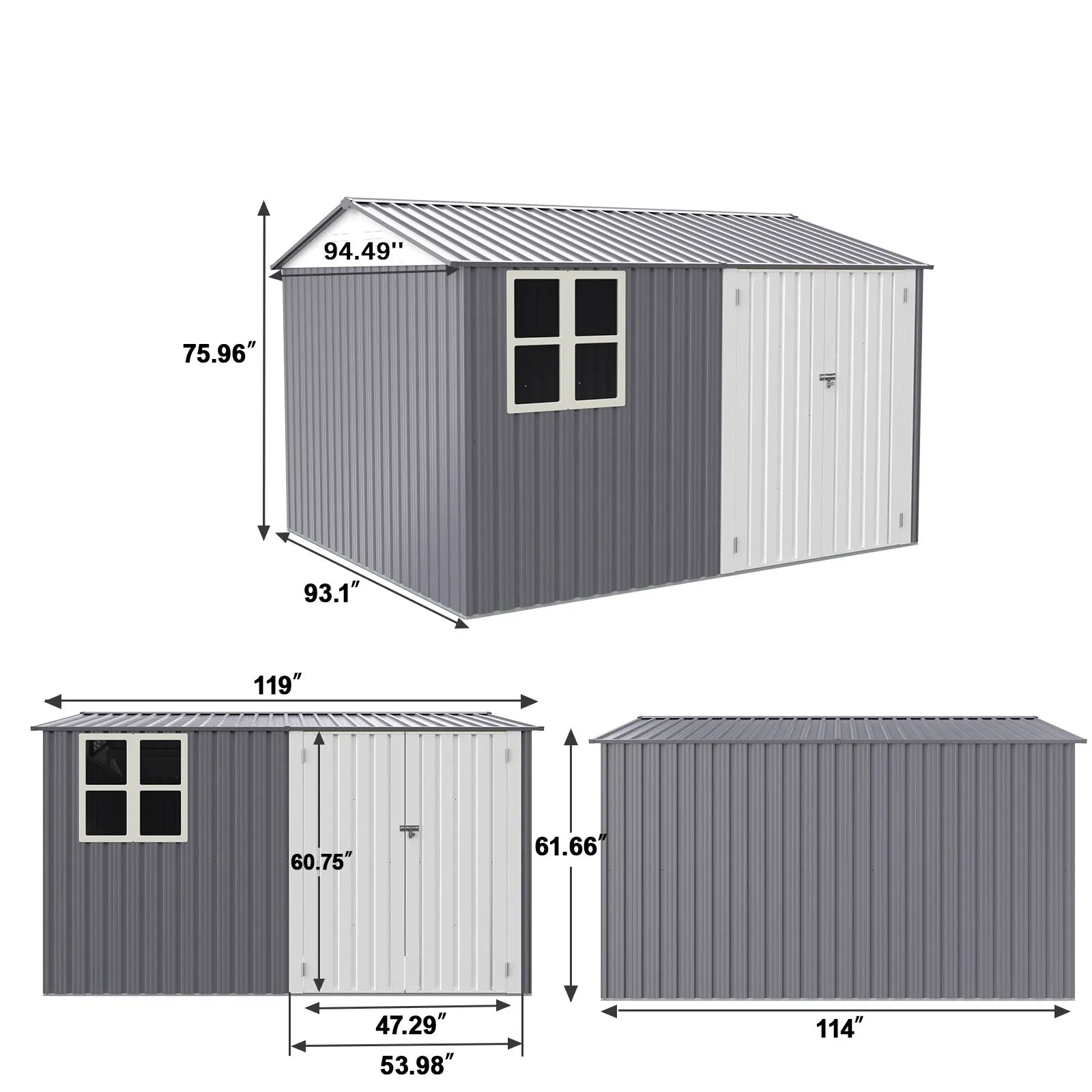 8X10FT Outdoor Storage Shed with Thickened Galvanized Steel,with Sloped Roof & Double Lockable Door,Storage Shed Large with 6 Vents, Garden Tool Shed for Backyard Garden Patio Lawn Bike,Lawnmower