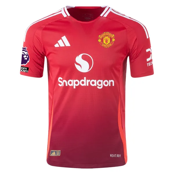 adidas Manchester United Authentic Marcus Rashford Home Jersey w/ EPL   No Room For Racism Patches 24/25 (MUFC Red/Bright Red)