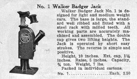 Antique No.1 Badger 3/4 ton Car Jack Made By Walker