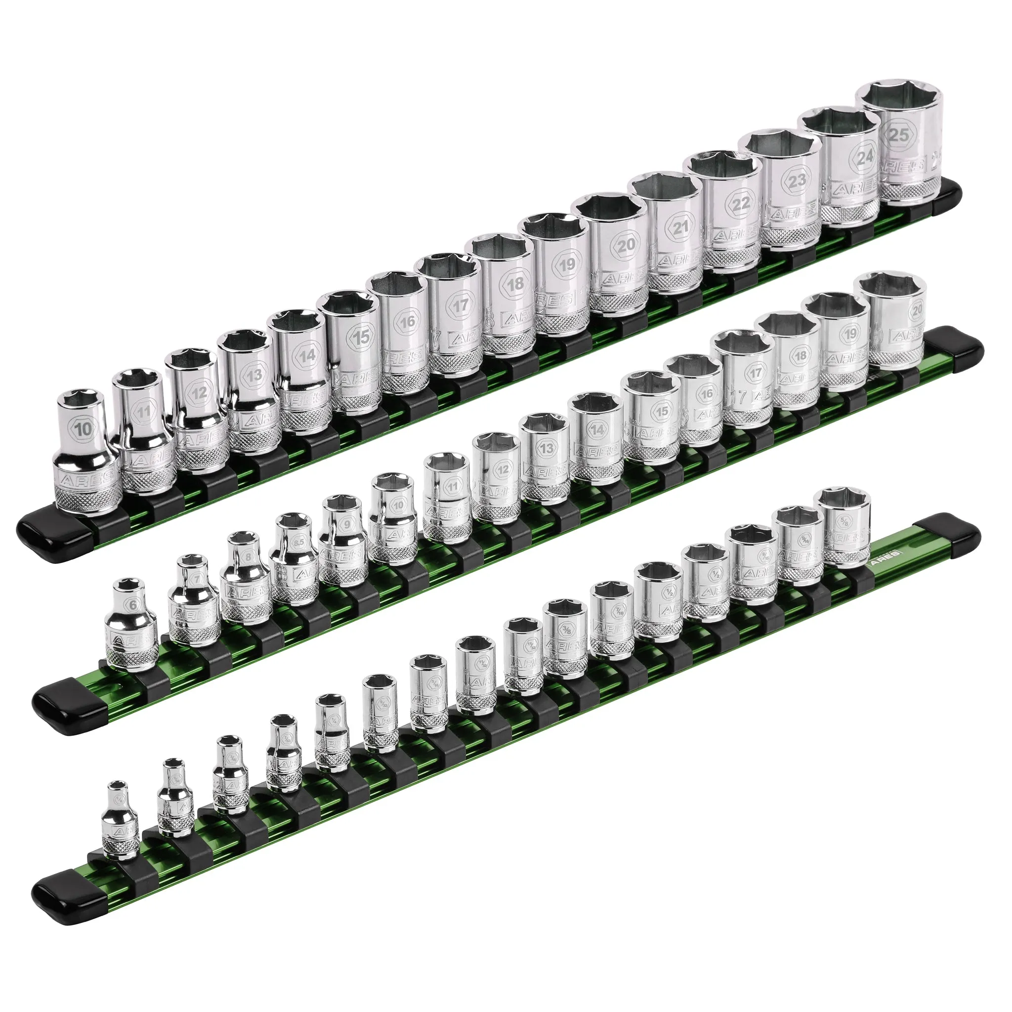 ARES 60045 - 3-Piece Green Aluminum Socket Rail Set