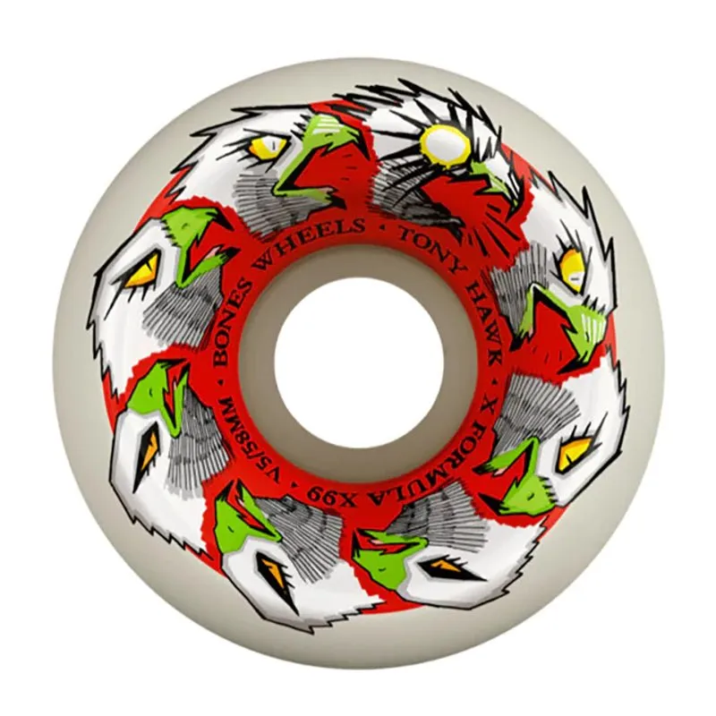 Bones 58mm 99a X-Formula Hawk Animation V5 Sidecut Skateboard Wheels 4pk