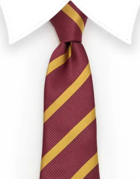 Burgundy and Mustard Yellow Striped College Tie