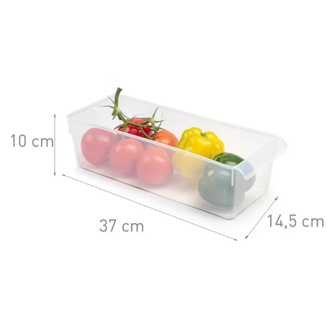 Clear Fridge Organiser Storage Box - 10 x 37 x 14.5cm