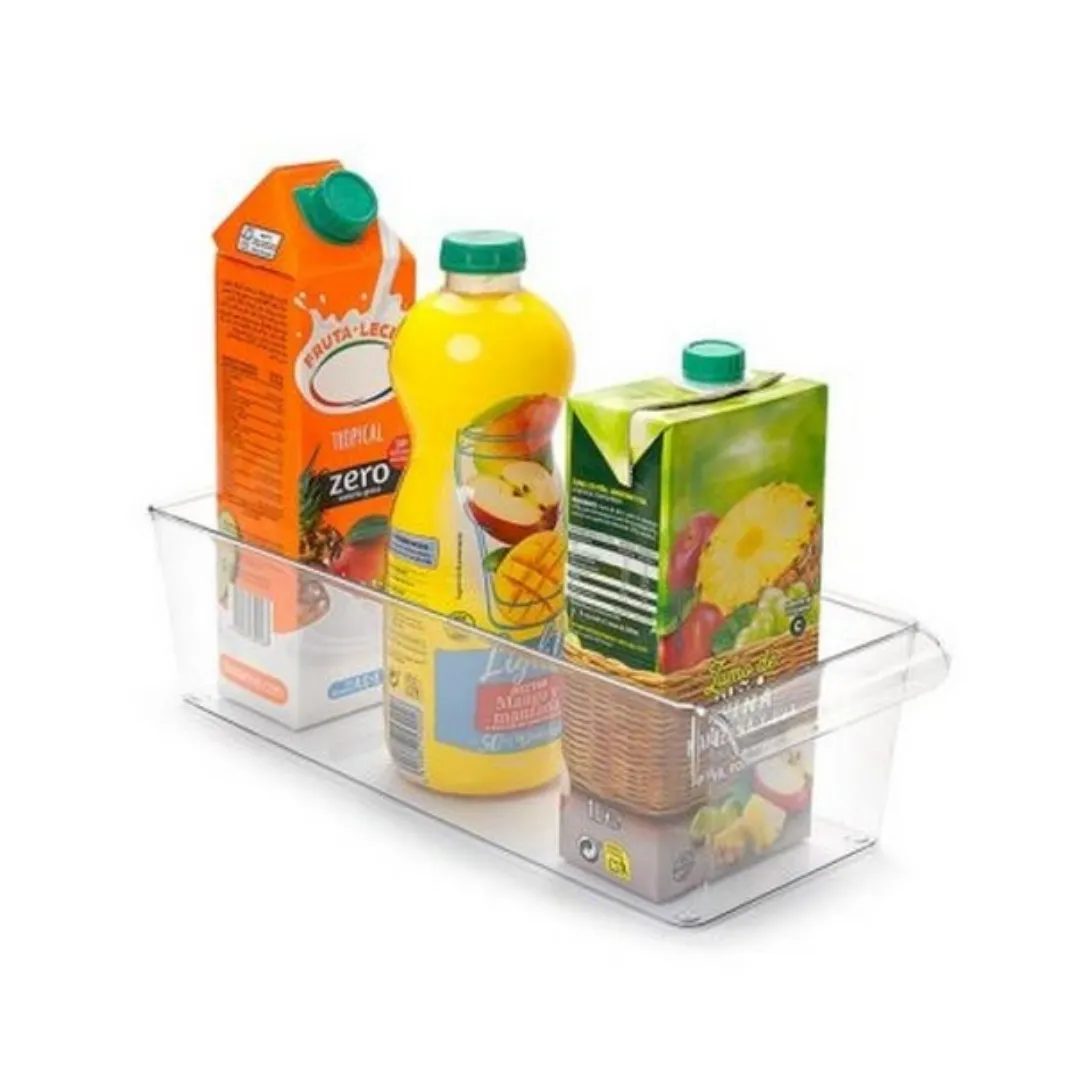 Clear Fridge Organiser Storage Box - 10 x 37 x 14.5cm