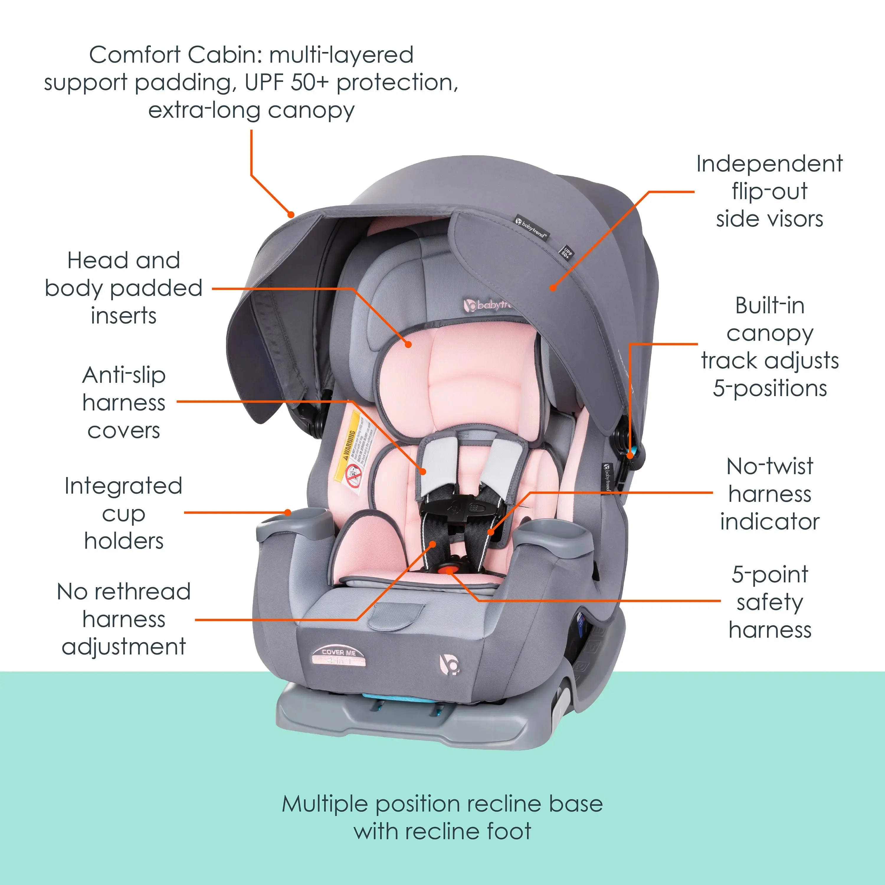 Cover Me™ 4-in-1 Convertible Car Seat - Desert Pink (Walmart Exclusive)