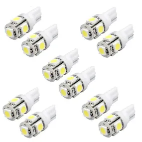 CQD-Light 10pcs Colorful T10 5 SMD 5050 LED 194 168 W5W Car Side Wedge Tail Light Lamp Bulb Promotion