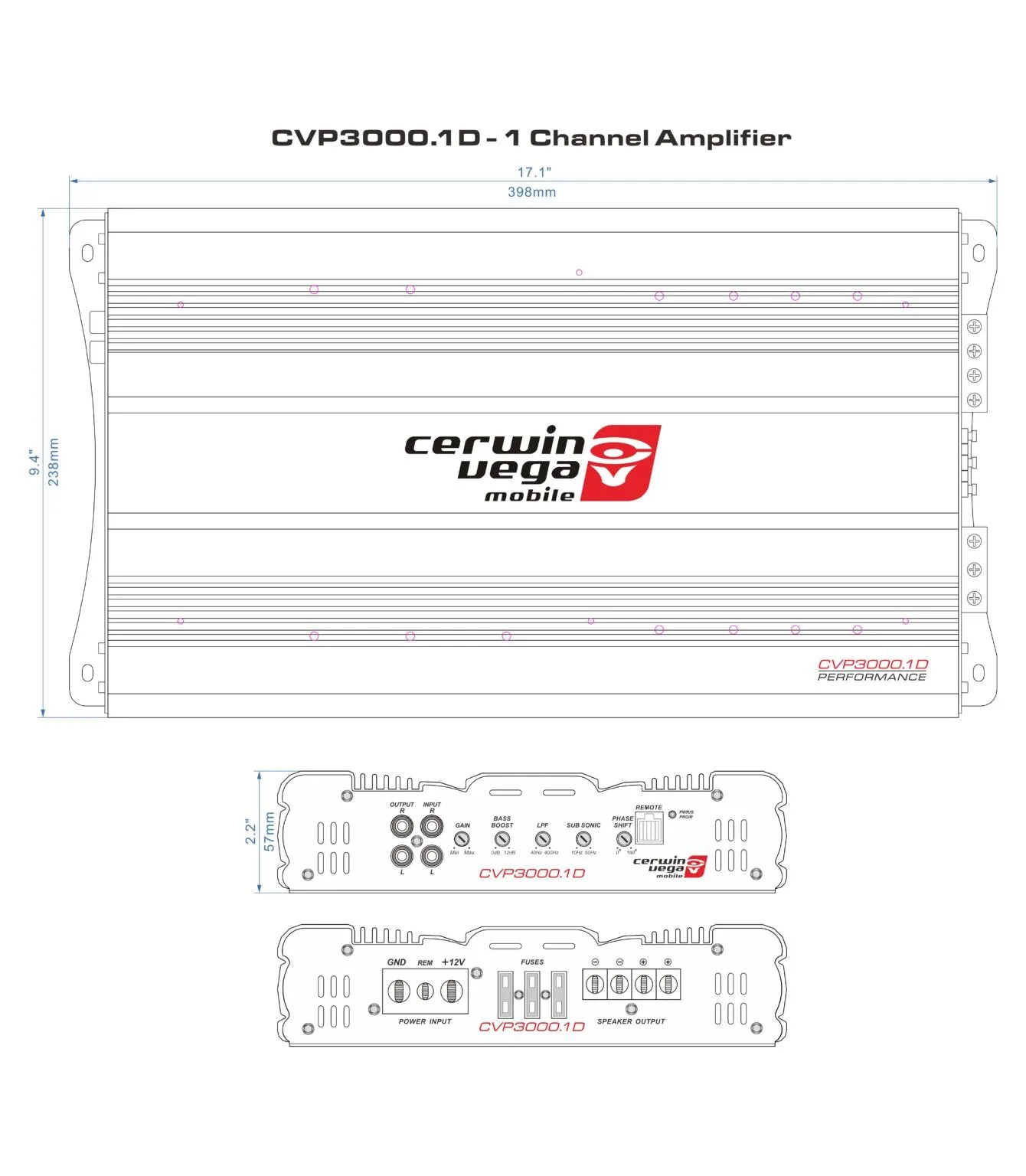 CVP Series 1-Channel Class AB Amplifier - CVP3000.1D