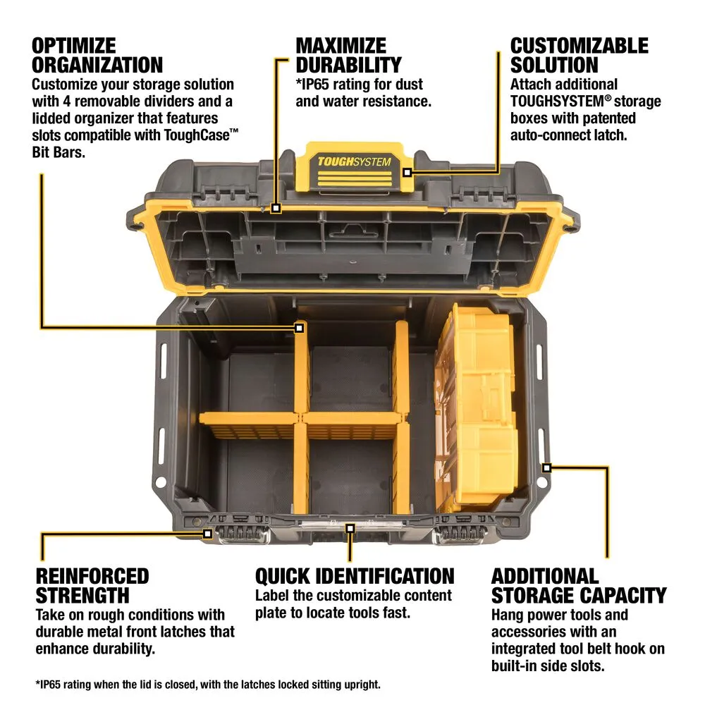 DeWALT DWST08035 TOUGHSYSTEM 2.0 Deep Compact Tool Box w/Dividers, and Organizer