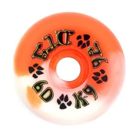 Dogtown 60mm x 92a K-9 80's Orange/White Swirl Skateboard Wheels 4pk