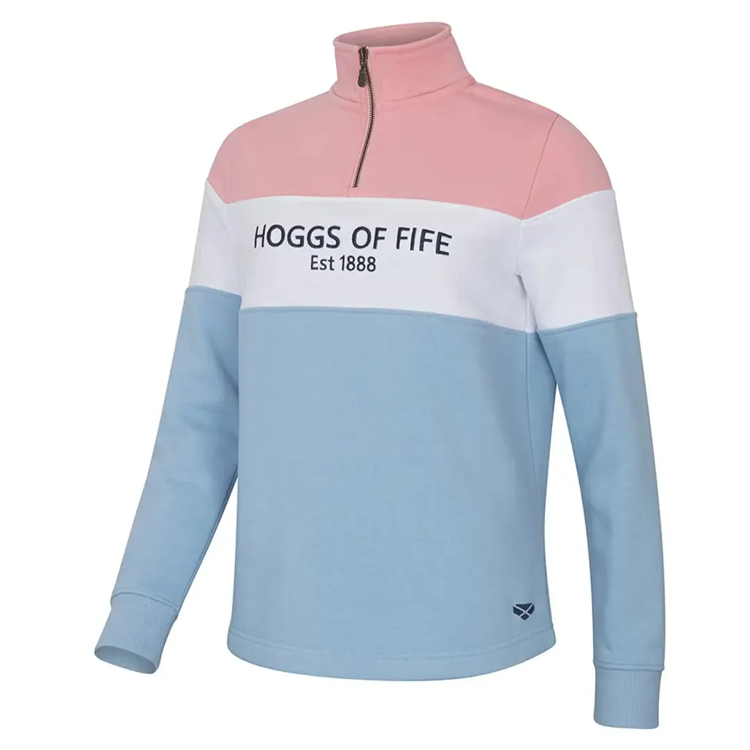 Dumfries 1888 Ladies 1/4 Zip Sweatshirt - Pink/White/Blue by Hoggs of Fife