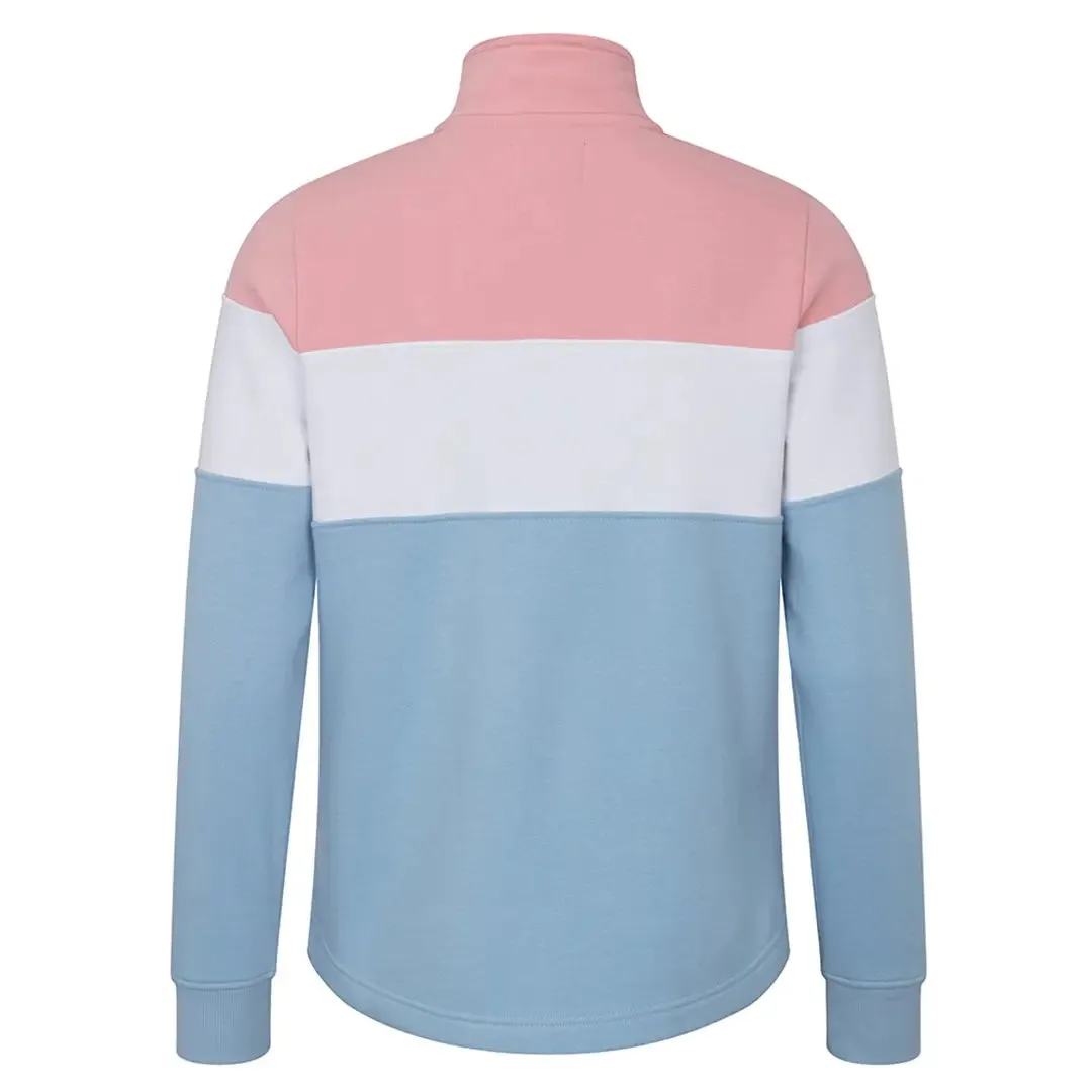 Dumfries 1888 Ladies 1/4 Zip Sweatshirt - Pink/White/Blue by Hoggs of Fife