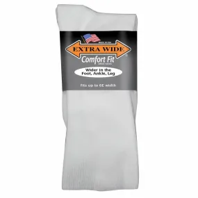 Extra Wide Comfort Fit Dress Socks in White