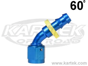 Fragola AN -6 Blue Anodized Aluminum Series 8000 Push-Lite 60 Degree Bent Tube Hose Ends