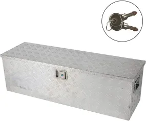 Heavy Duty 48.5"x 15"x 15" Aluminum Truck Tool Box Trailer Pickup Tool Box w/ Side Handles & 2 Keys, Silver