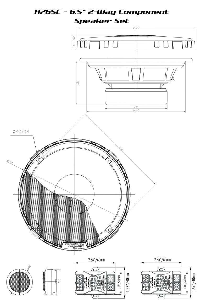 HED Series 6.5" 2-Way Component Speaker System - H765C