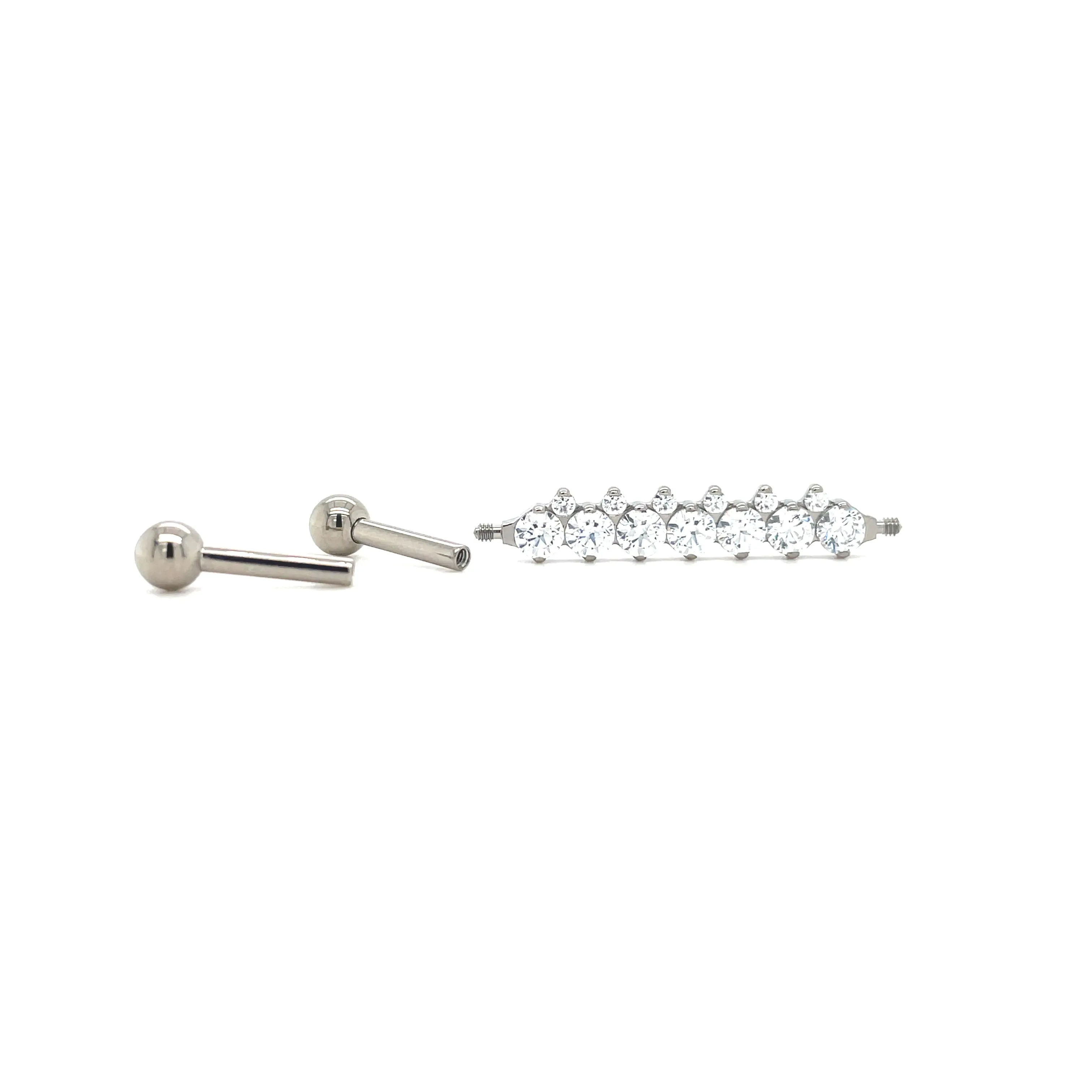 Industrial Strength Titanium Odyssey CZ Orbit Industrial Barbell