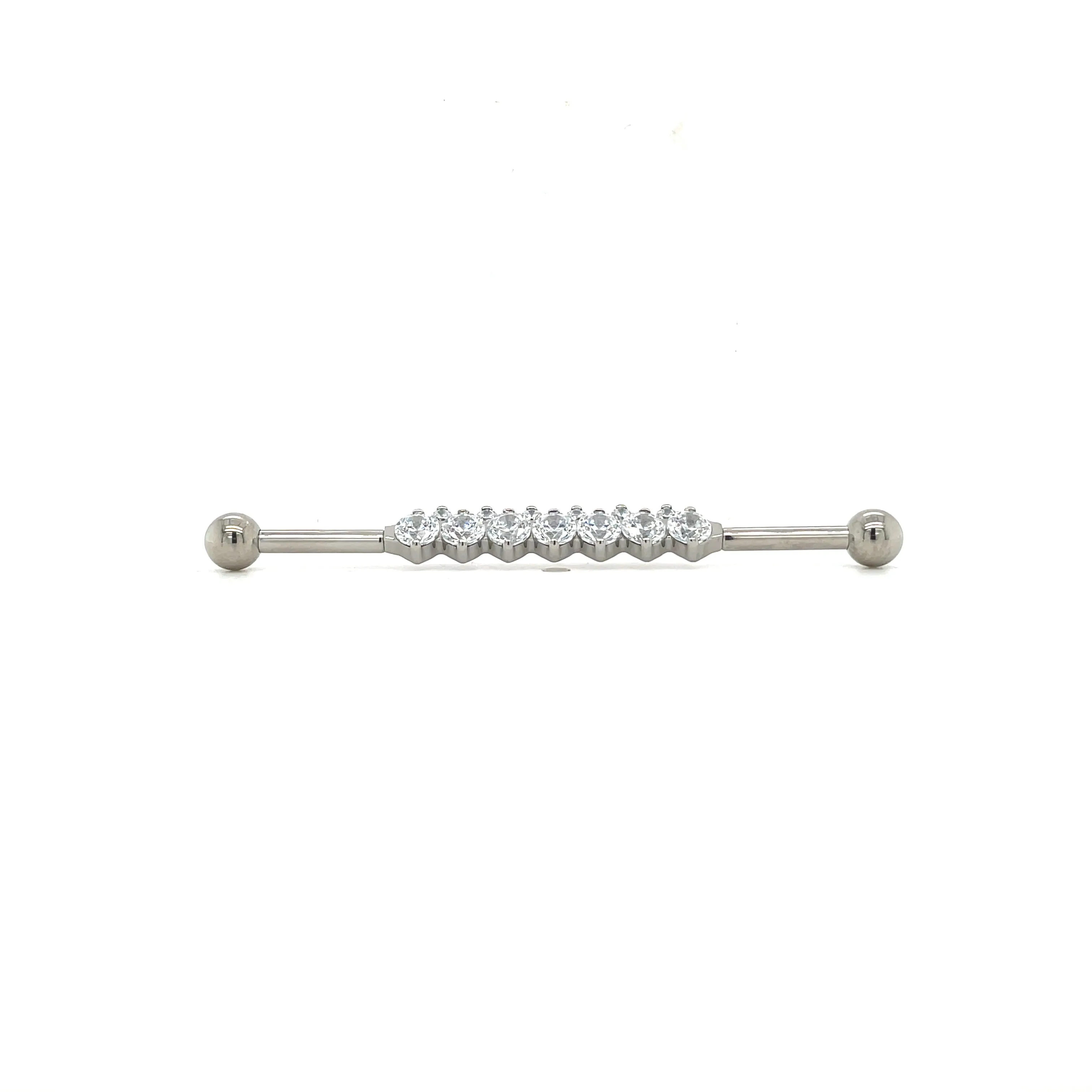 Industrial Strength Titanium Odyssey CZ Orbit Industrial Barbell