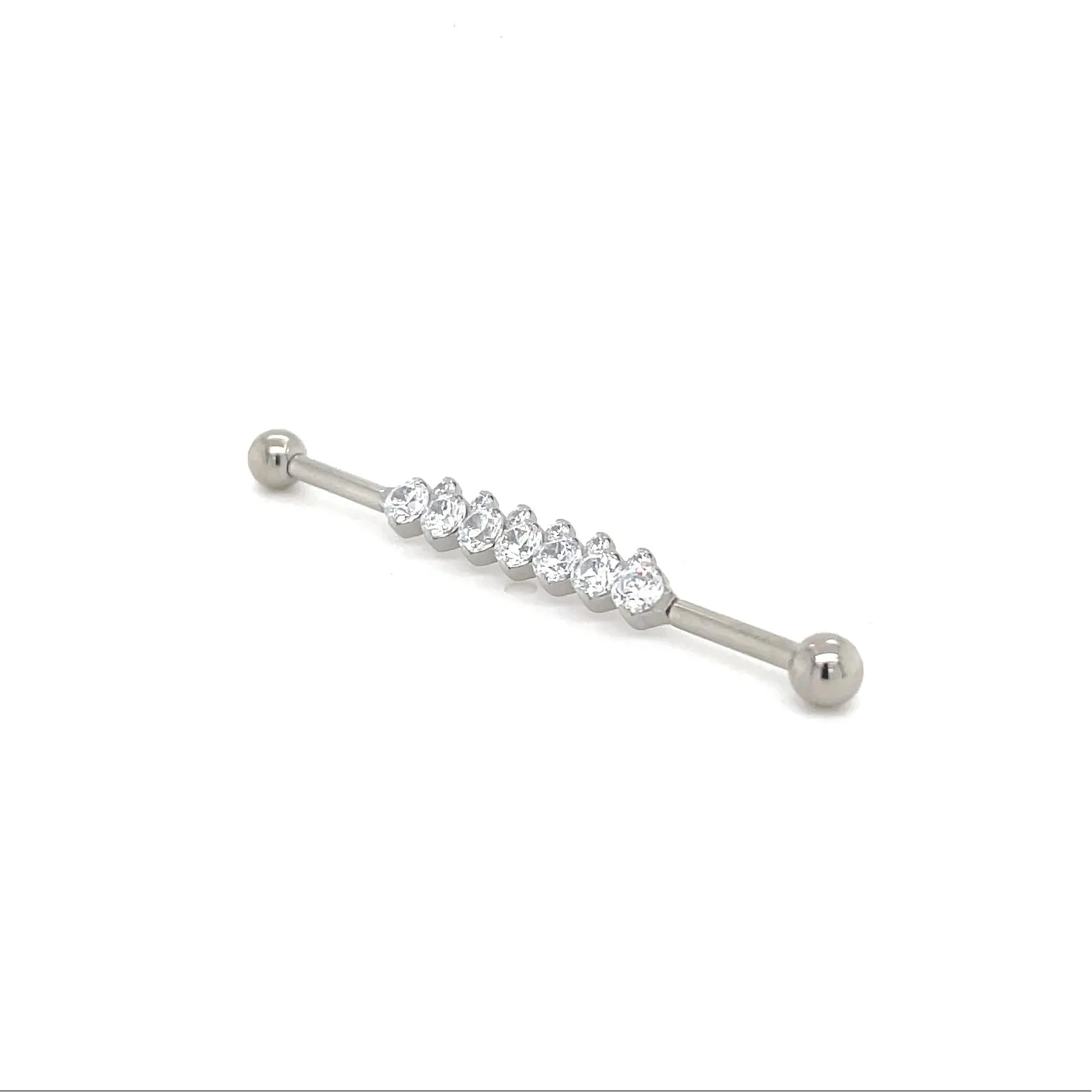 Industrial Strength Titanium Odyssey CZ Orbit Industrial Barbell