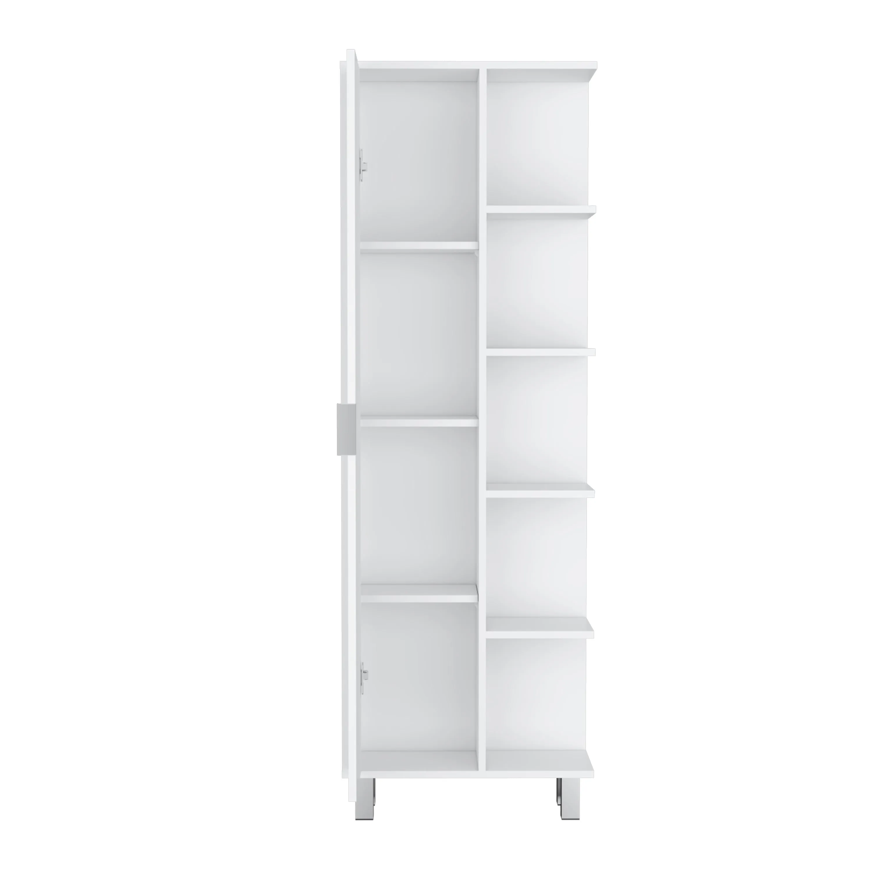 Keller Linen Cabinet 63" H, with 1 door and 9 shelves, White,