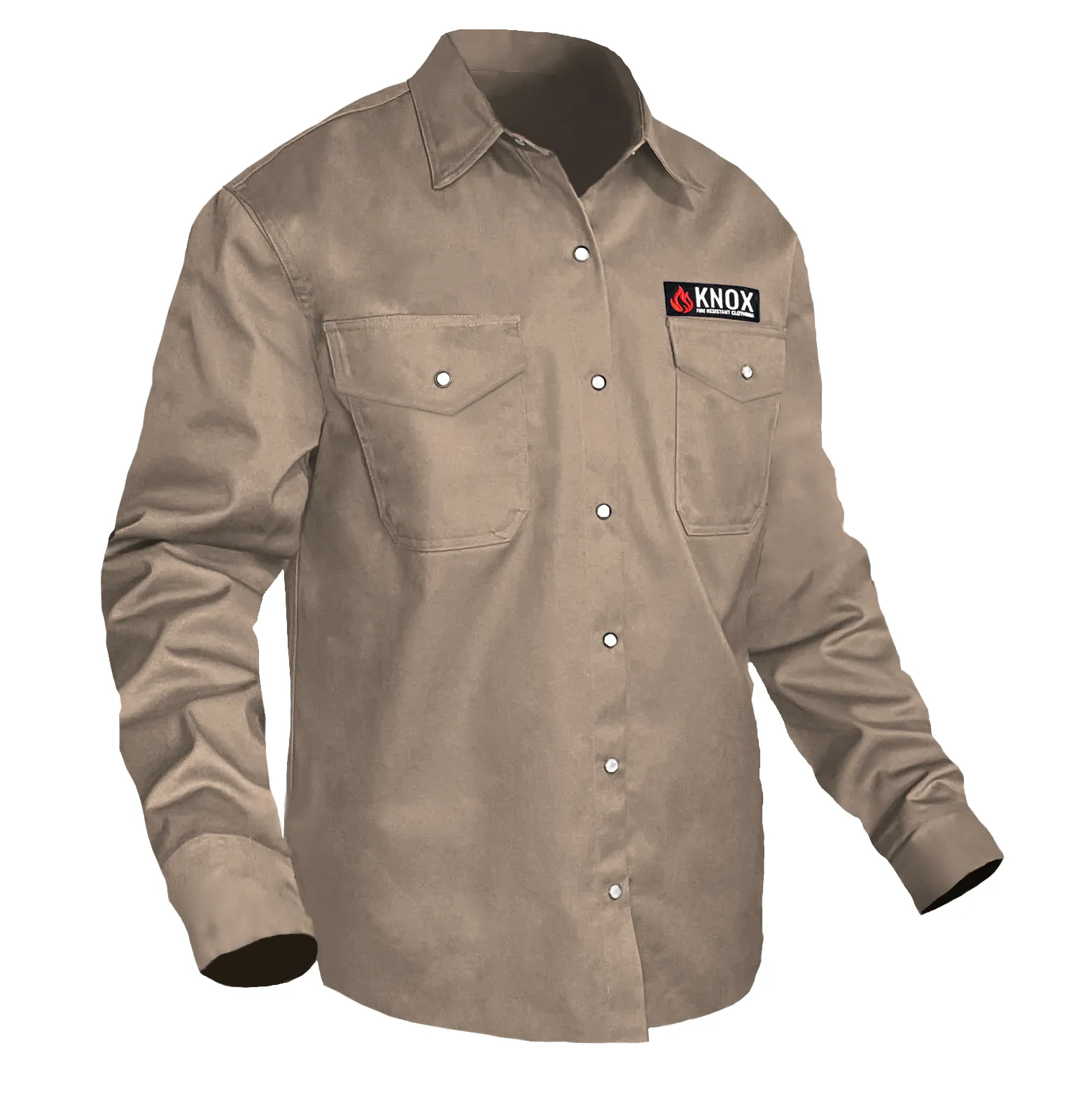 Knox FR Shirt Tan With Pearl Snap Buttons