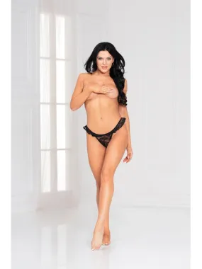 Lace Ruffle Thong 11145 Black XL