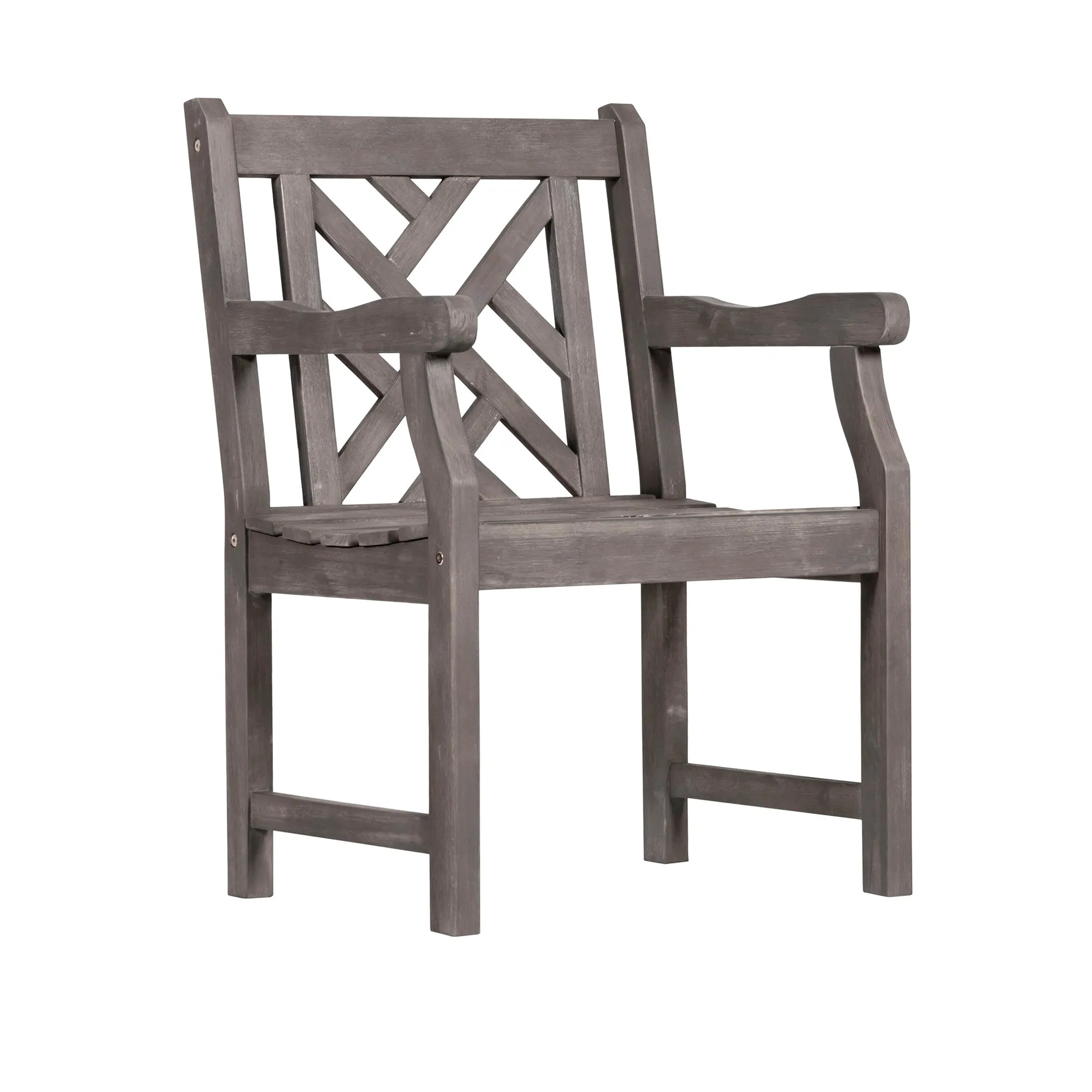 Lidwina Grey-washed Farmhouse Wood Patio Armchair