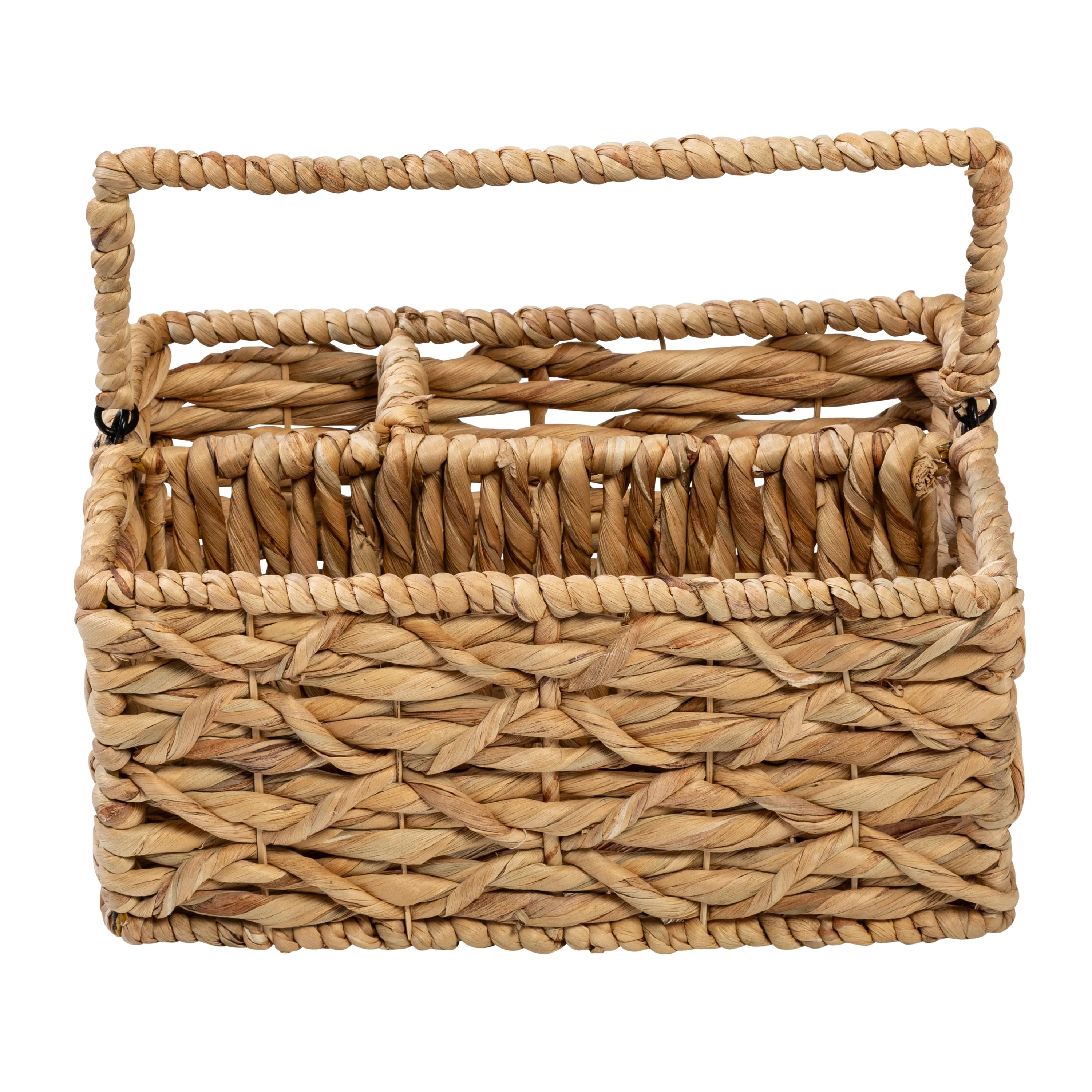 Natural Wicker Multi-Use 3-Compartment Basket Caddy with Handle