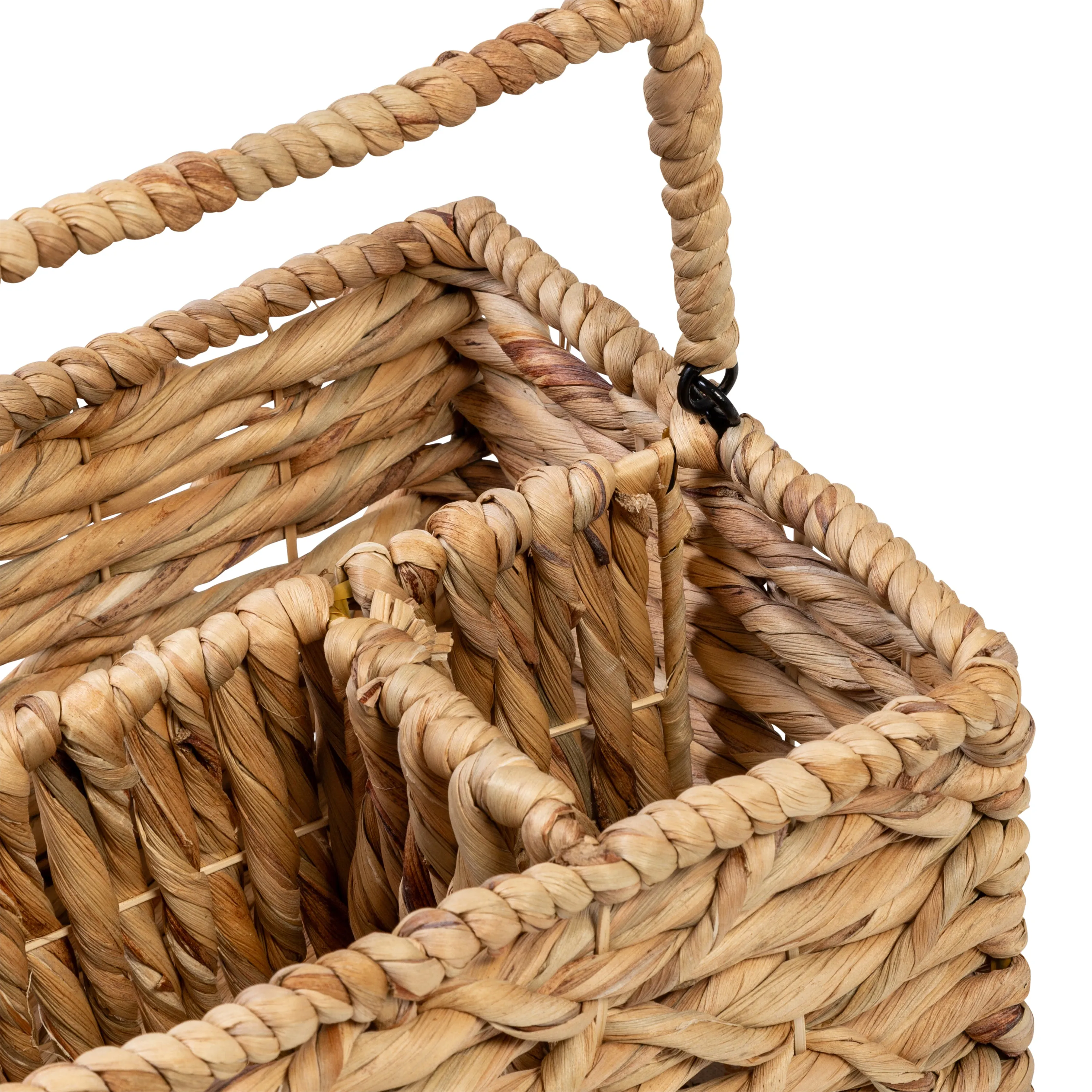 Natural Wicker Multi-Use 3-Compartment Basket Caddy with Handle