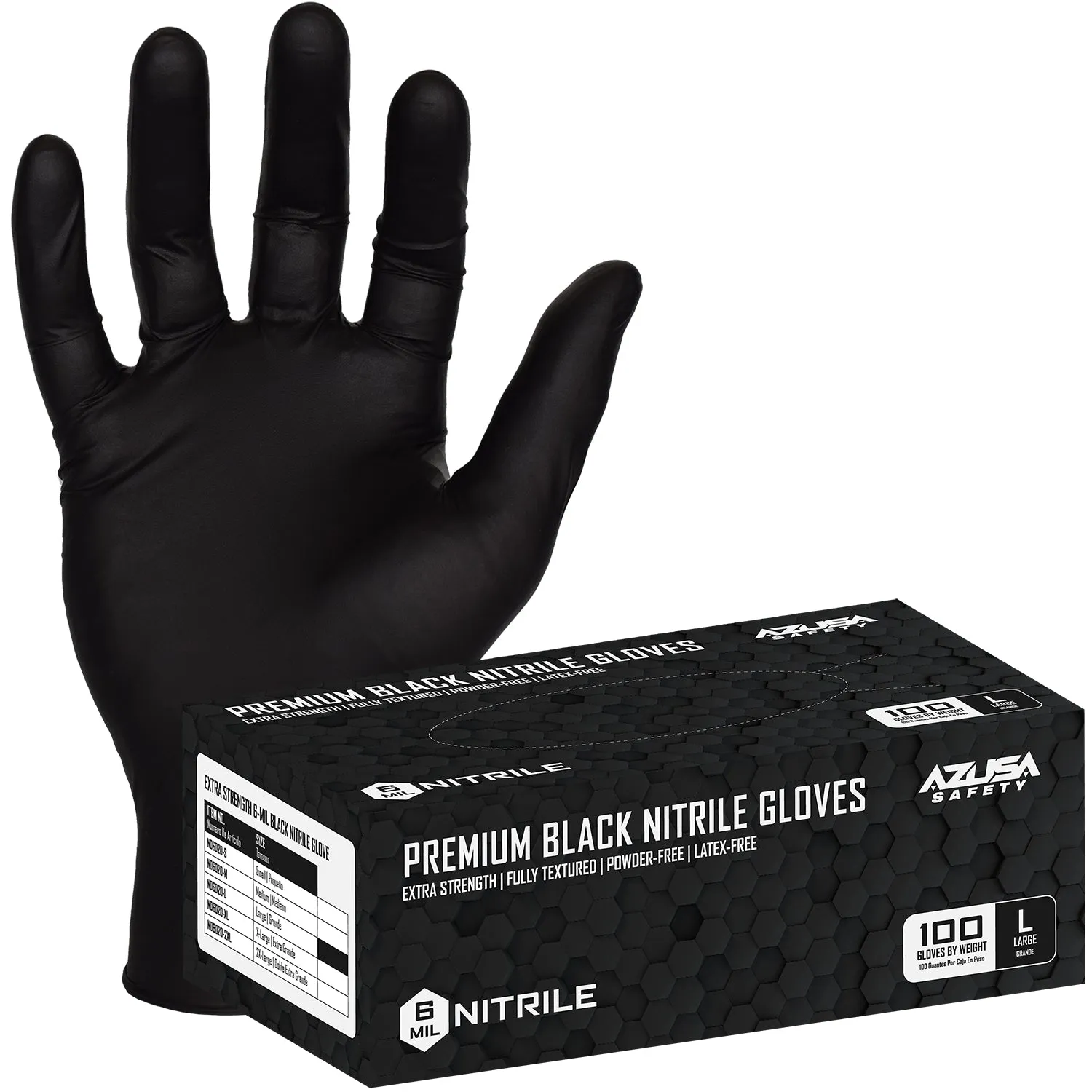 (ND6020) Disposable Gloves, 6-Mil Premium Black Disposable Nitrile Gloves, Powder-Free, Ambidextrous, Single-Use, Food Safe, 2X-Large, 1 Box (100 gloves)