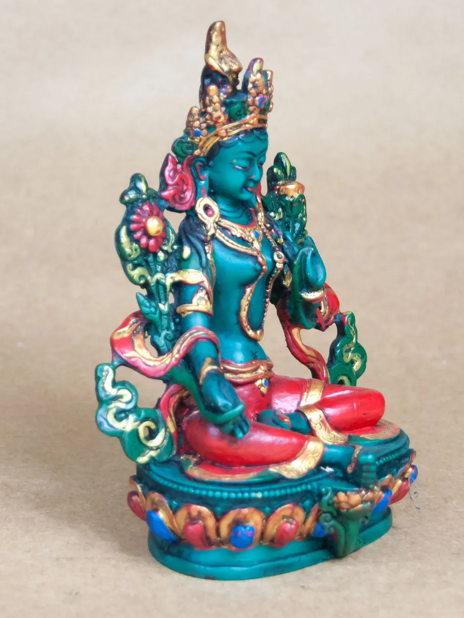 Painted Green Tara Statue