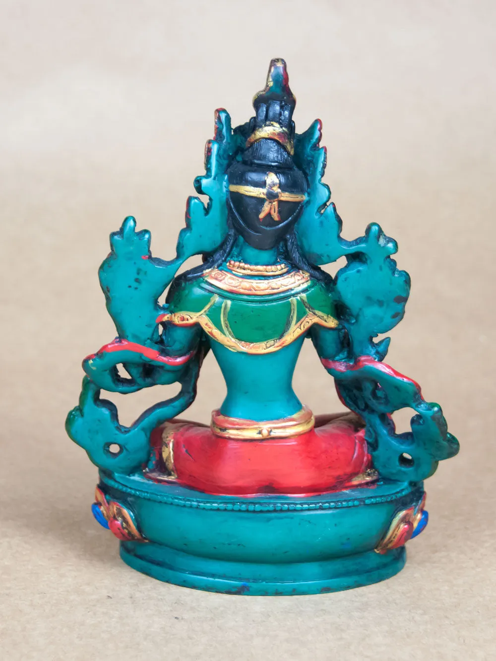 Painted Green Tara Statue