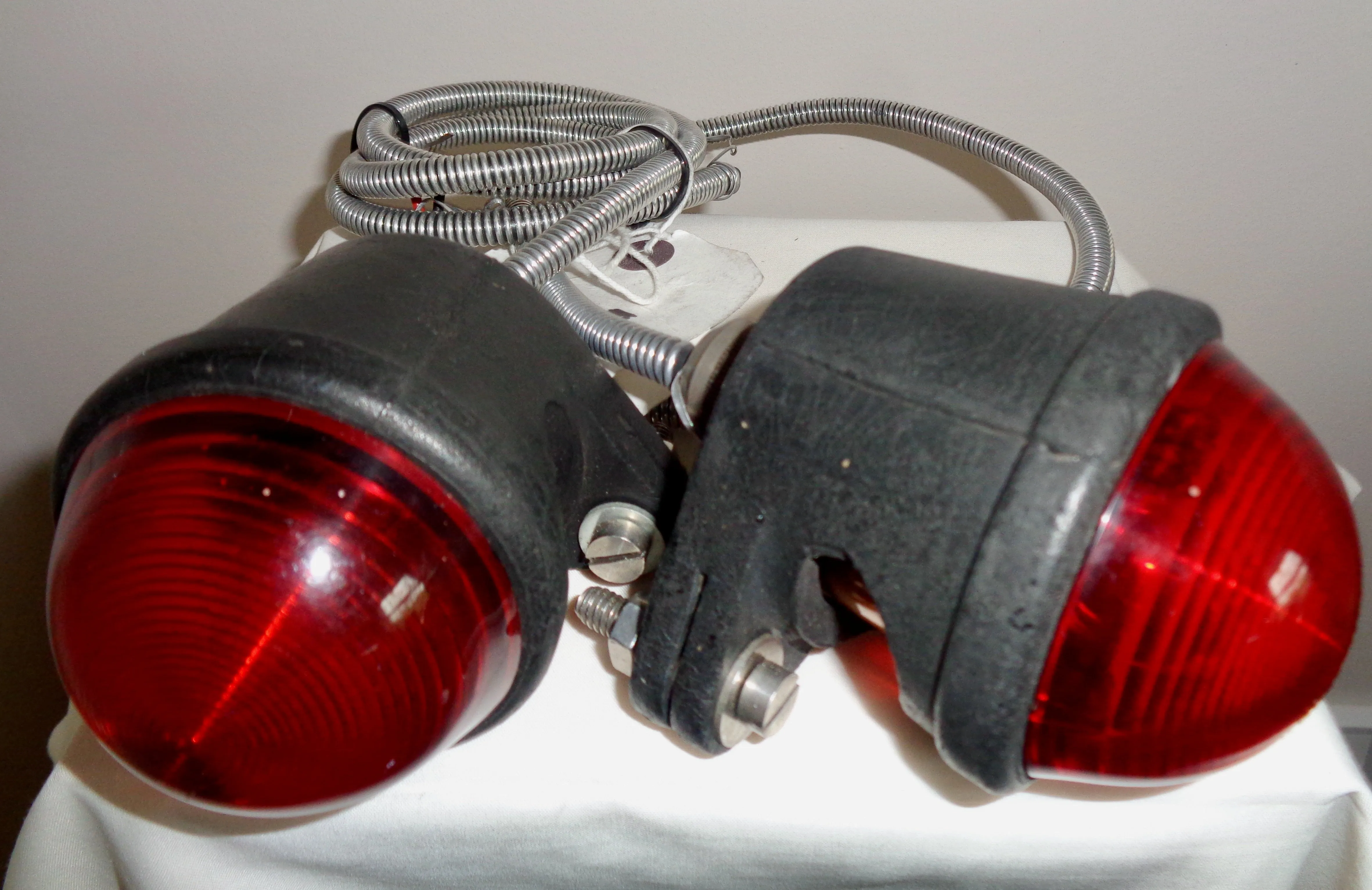 Pair Of Vintage Car Rubbolite Rear Lamps Model 25