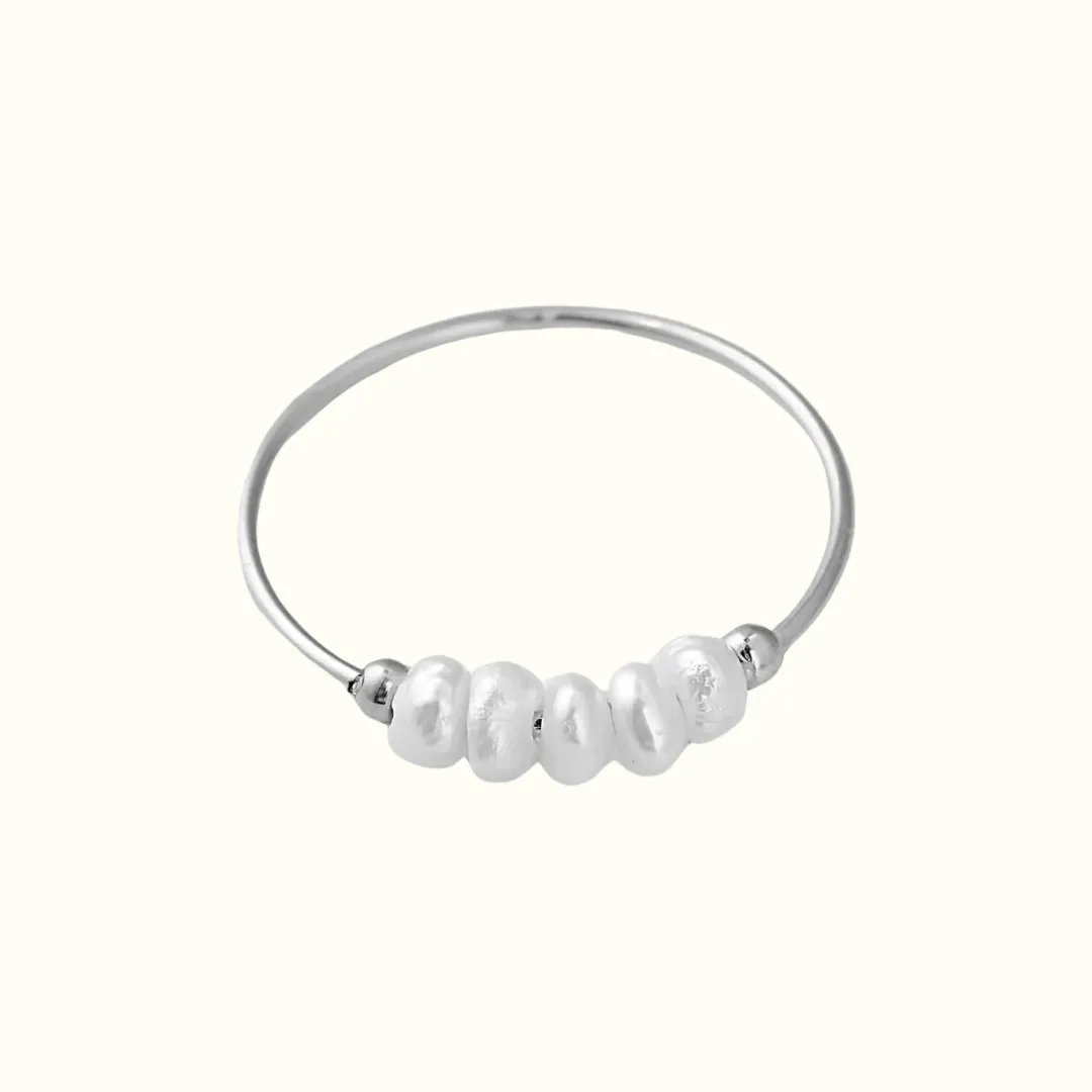 Polly Pearl Ring- Silver