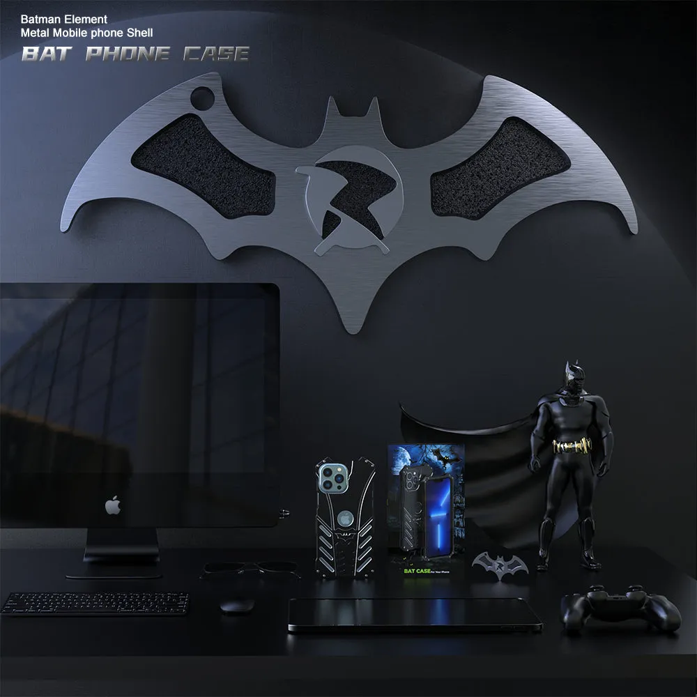 R-Just Batman Shockproof Aluminum Shell Metal Case with Custom Batarang Stent