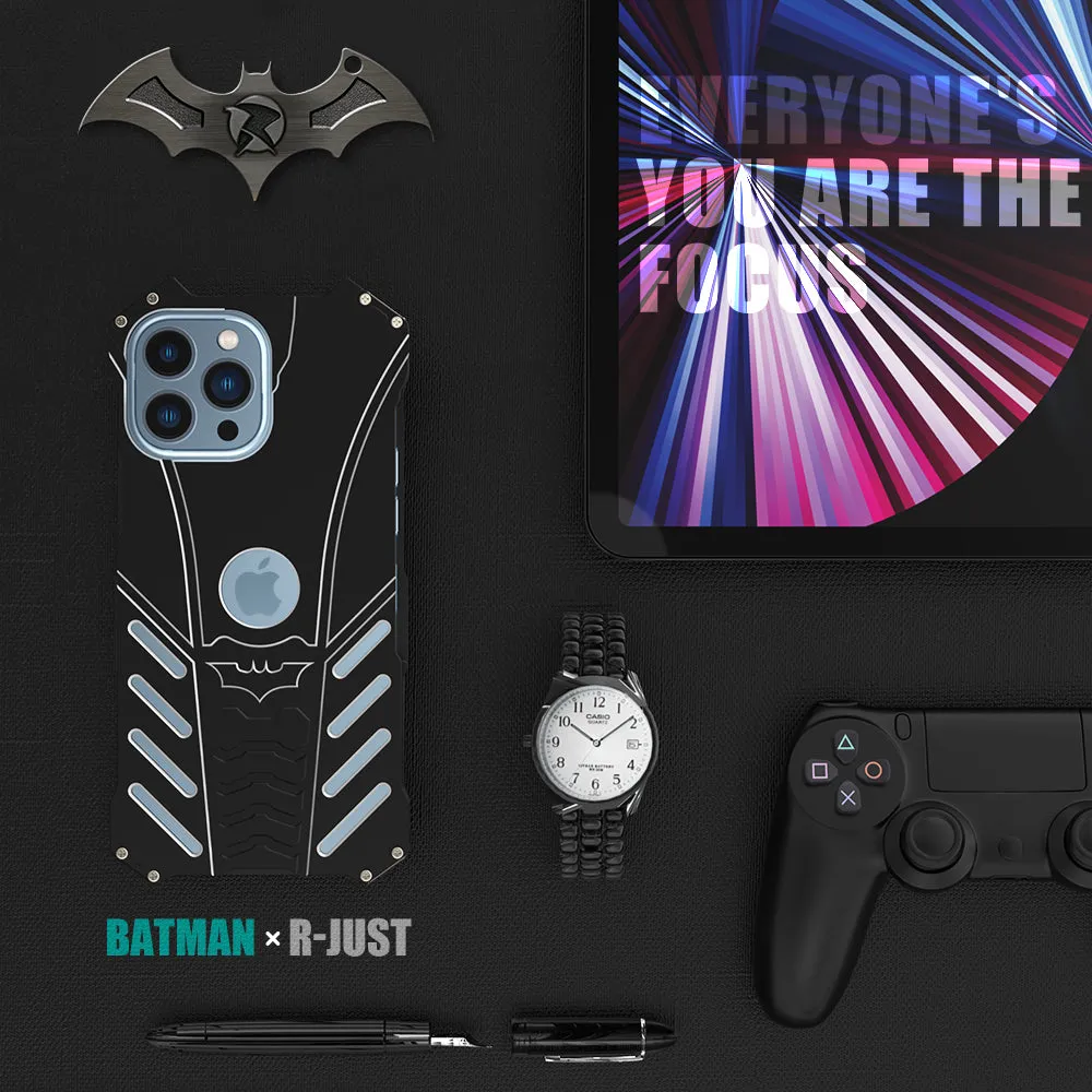 R-Just Batman Shockproof Aluminum Shell Metal Case with Custom Batarang Stent