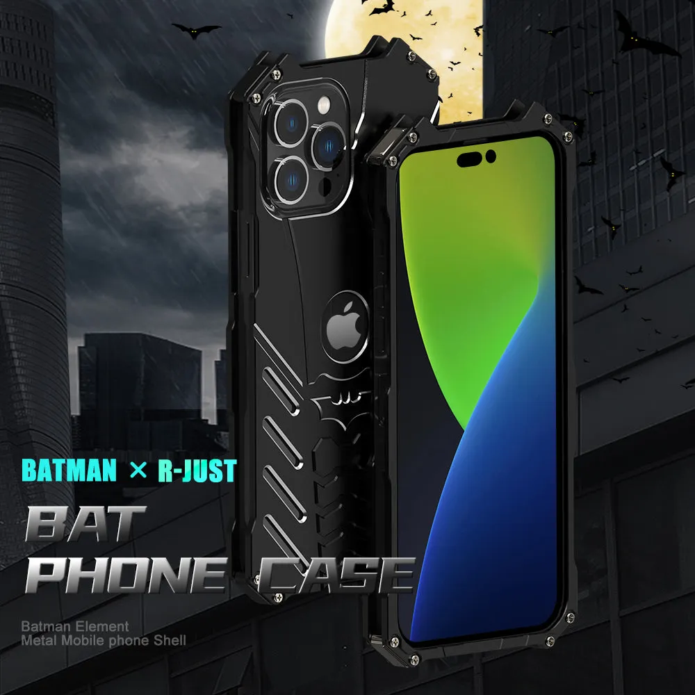 R-Just Batman Shockproof Aluminum Shell Metal Case with Custom Batarang Stent