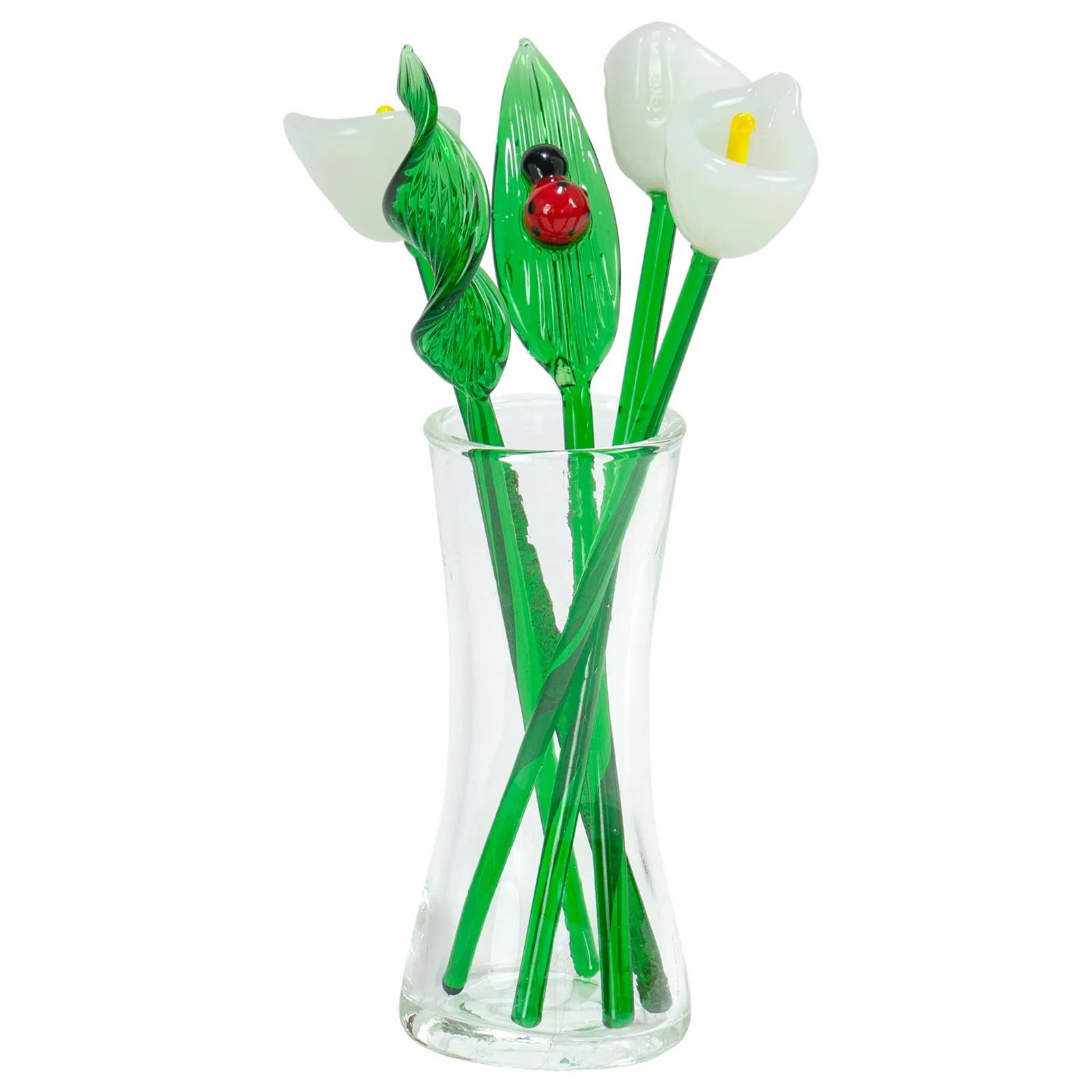 Red Co. Decorative Glass Lovely Flower Bouquet with Vase, Gift Boxed – White Calla Lilies