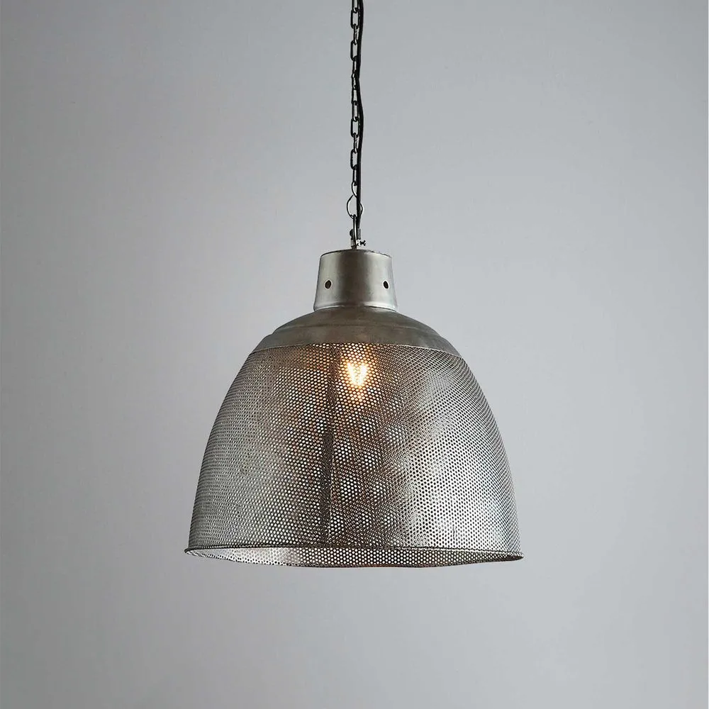 Riva Medium - Zinc - Perforated Iron Dome Pendant Light