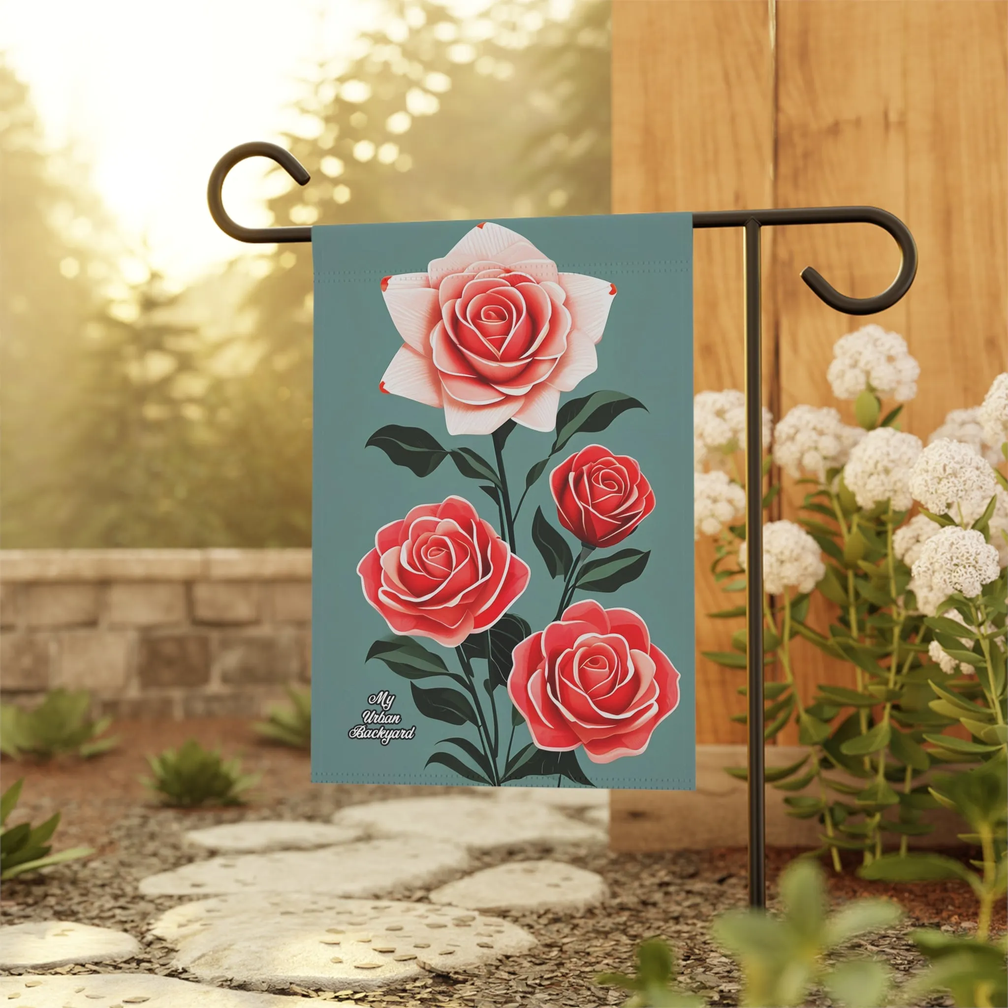 Roses, Garden Flag for Yard, Patio, Porch, or Work, 12"x18" - Flag only