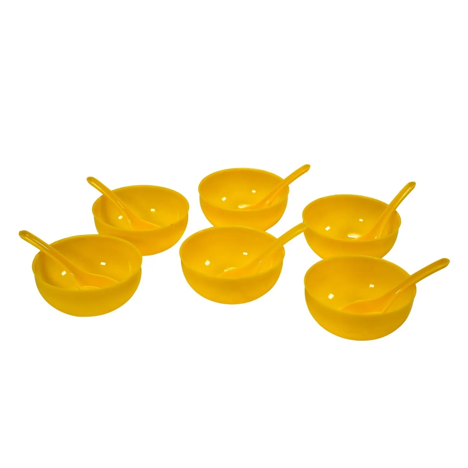 Soup Bowl Spoon Set Plastic For Kitchen & Home Use (6Pcs Set)