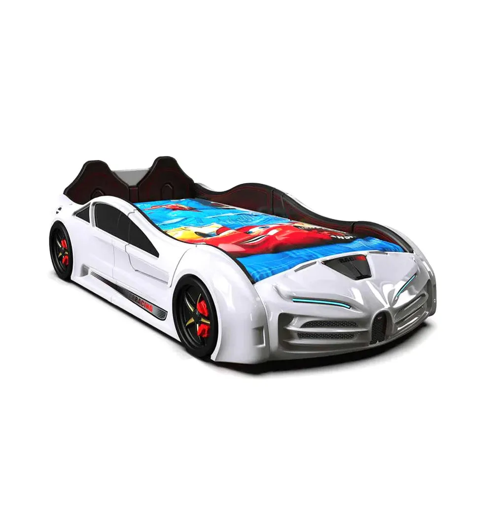 Super Cool 2025 Bugatti Style RX Race Car Bed | LED Lights | Remote For Features | Opening Doors | Holds 300 Lbs