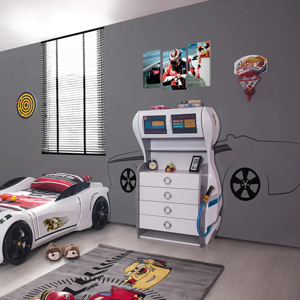 Super Cool Upgraded Gas Pump Kids Dresser | 2 Colours | Perfect With Race Car Beds | For Clothes, Books Etc | Easy Assembly