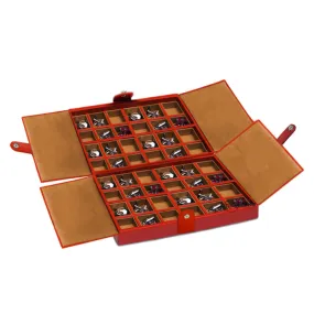 UNDERWOOD (LONDON) - 48-Unit Leather Cufflinks Box | UN224/TAN