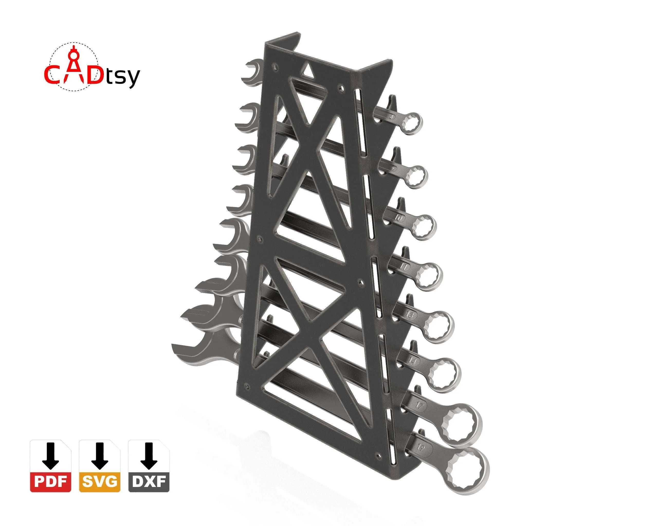 Wrench Holder DXF / SVG - Wall Spanner Rack CNC Laser / Plasma Cut Pattern, Workshop Organizer